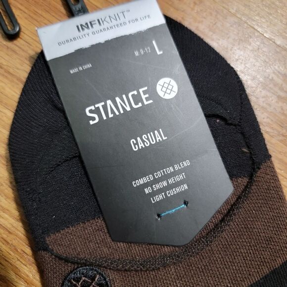 Stance Draft No Show Socks Black Brown Logo Size Large L Infiknit Casual New - Picture 3 of 5